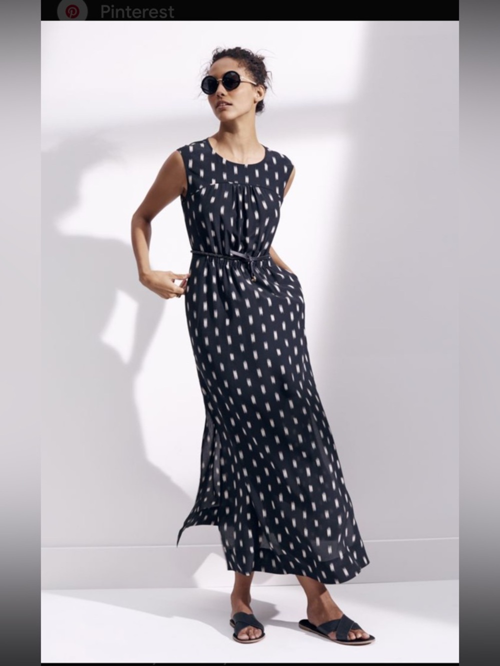 Madewell Women’s Ikat  Brushed Silk Maxi Dress Black/Cream SZ: 10